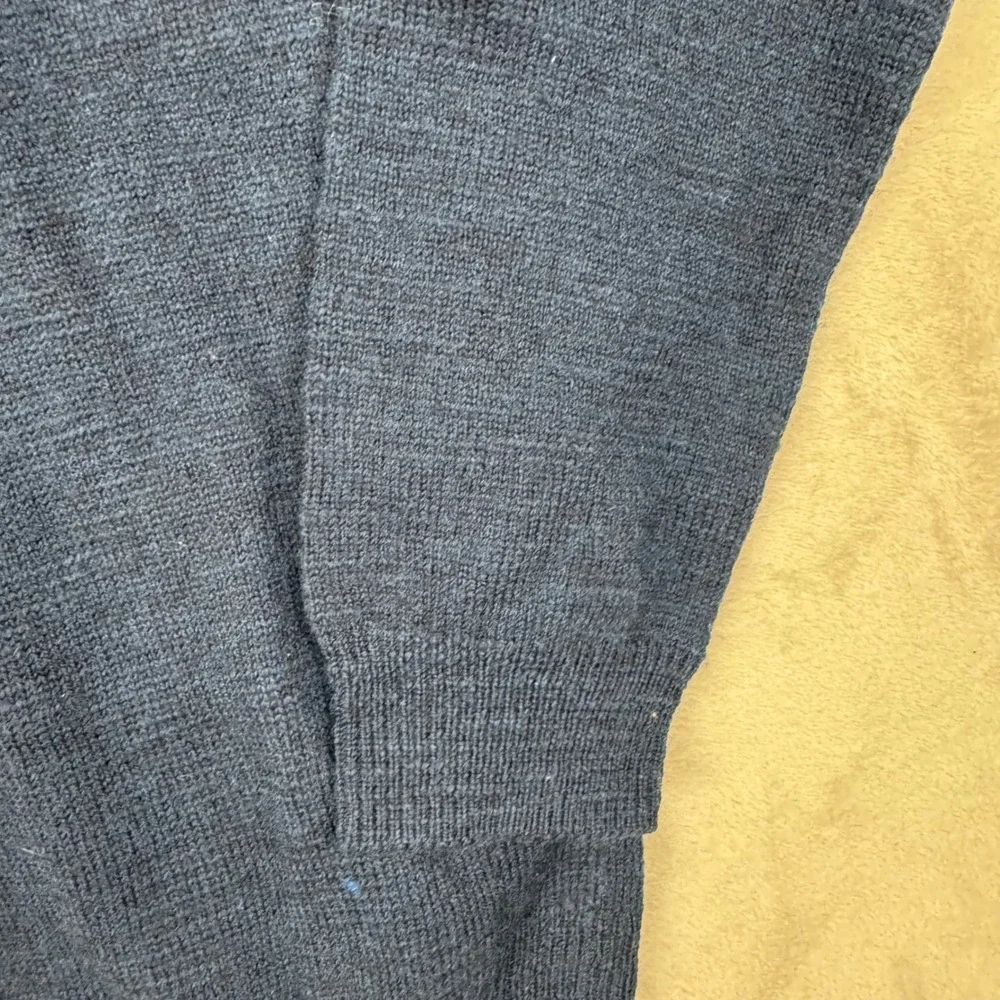 J. Crew Slate Blue Wool Cardigan with Brown Elbow Patches